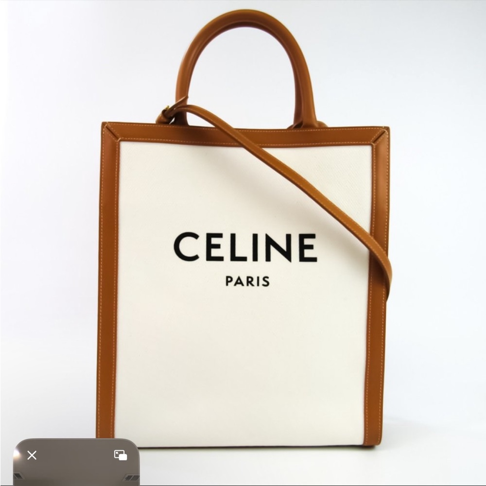 CELINE Small Vertical Cabas Women's Canvas,Leather Handbag crossbody